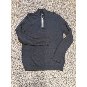 Reiss Mens 1/3 Zip Neck Jumper Sweater Sz L Gray Knit Blended Material